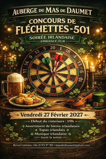 Soirée pub et concours de fléchettes le vendredi 27 février, Montpellier, Auberge du Mas de Daumet